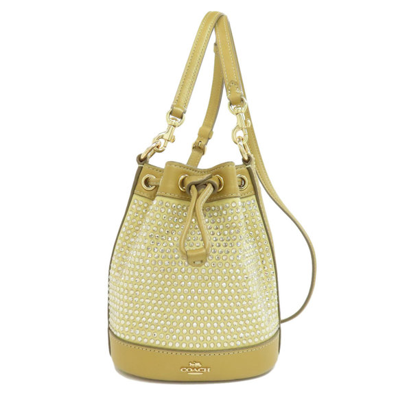 Coach CW301 Mini Bucket Rhinestone Shoulder Bag Leather Canvas x Women's COACH - Picture 1 of 10